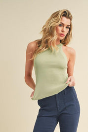 Sage L Aemi + Co Grecian Neck Ribbed Tank | Tank Tops Daverri Fashions