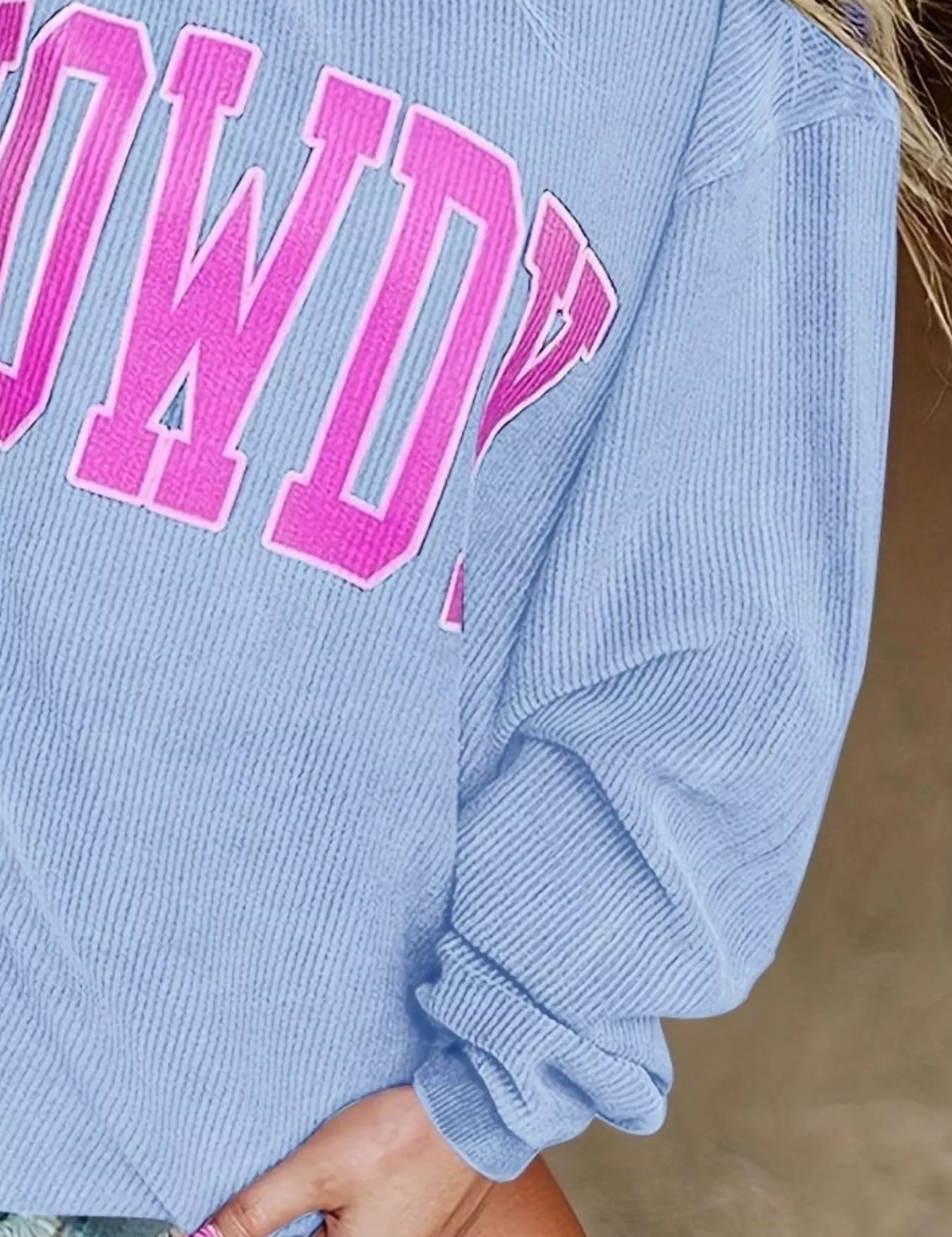 Full Size Howdy Round Neck Oversized Sweatshirt Plus Size | Sweatshirts Daverri Fashions