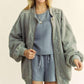 Davi & Dani Exposed Seam Zip Up Dropped Shoulder Jacket Tops