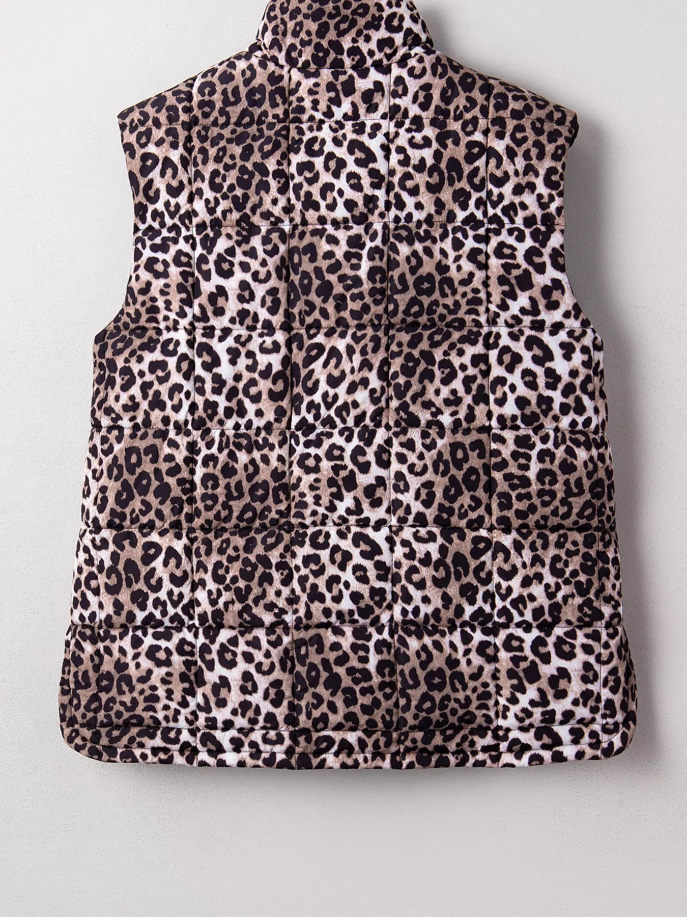 Leopard Quilted Full Zipper Casual Puff Vest | Vest Jackets Daverri Fashions