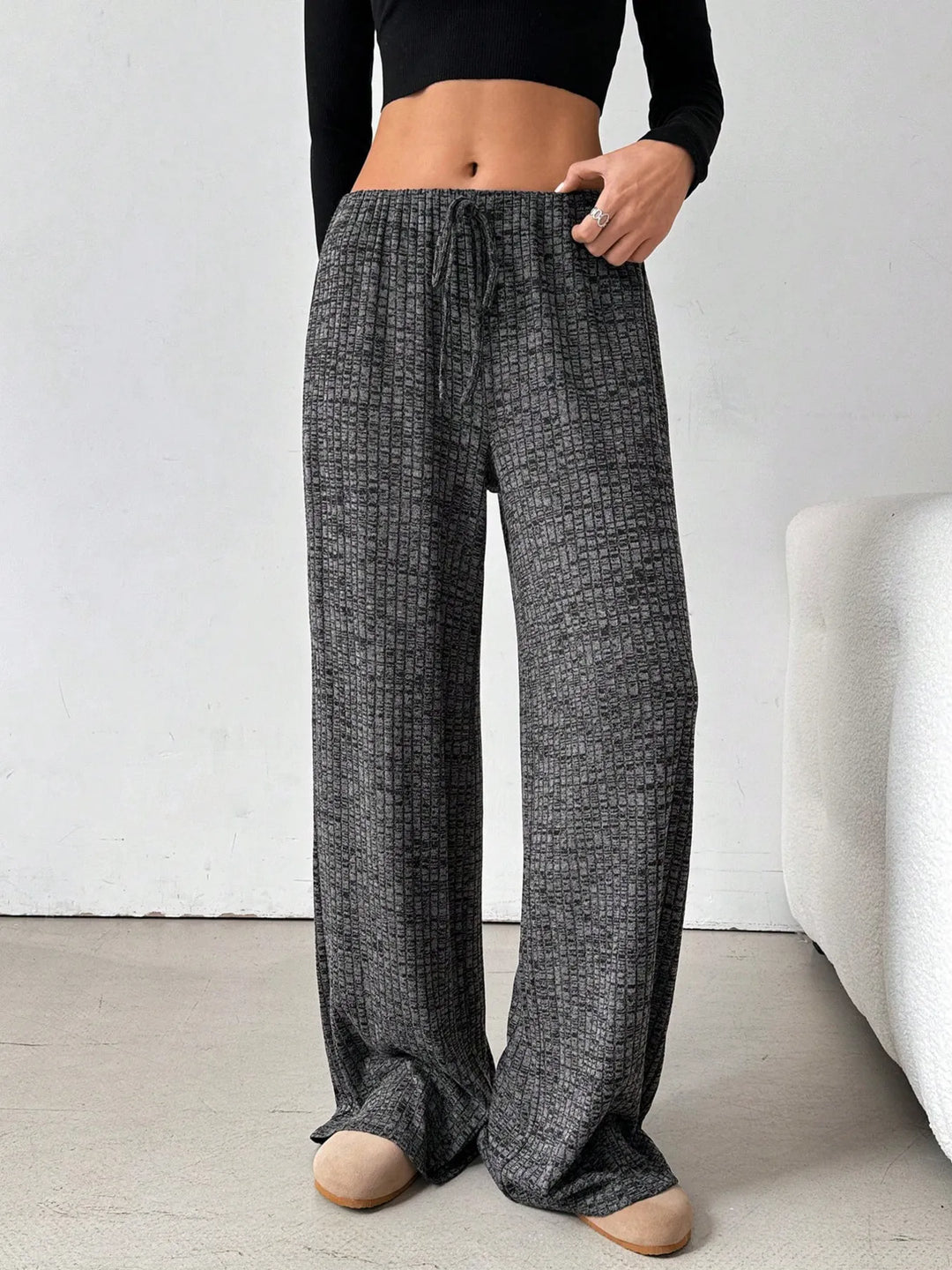 Striped Wide Leg Drawstring Pants | Loungewear Pants Daverri Fashions