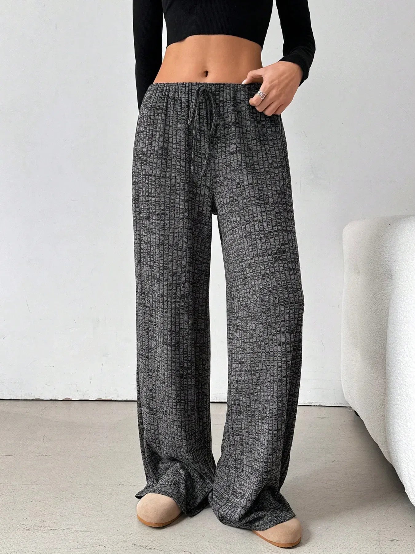 Striped Wide Leg Drawstring Pants - DAVERRI FASHIONS
