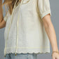 Umgee Peter Pan Collar Short Sleeve Blouse Blouses