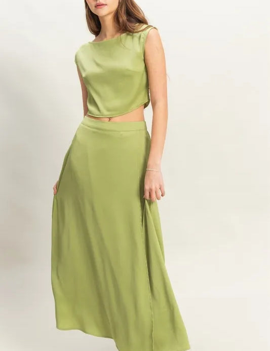 MATCHA HYFVE Sleeveless Top and Maxi Skirt Set | Outfit Sets Daverri Fashions