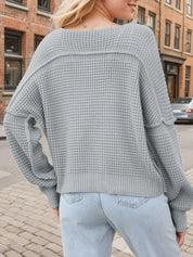 V-Neck Long Sleeve Sweater | Sweaters Daverri Fashions
