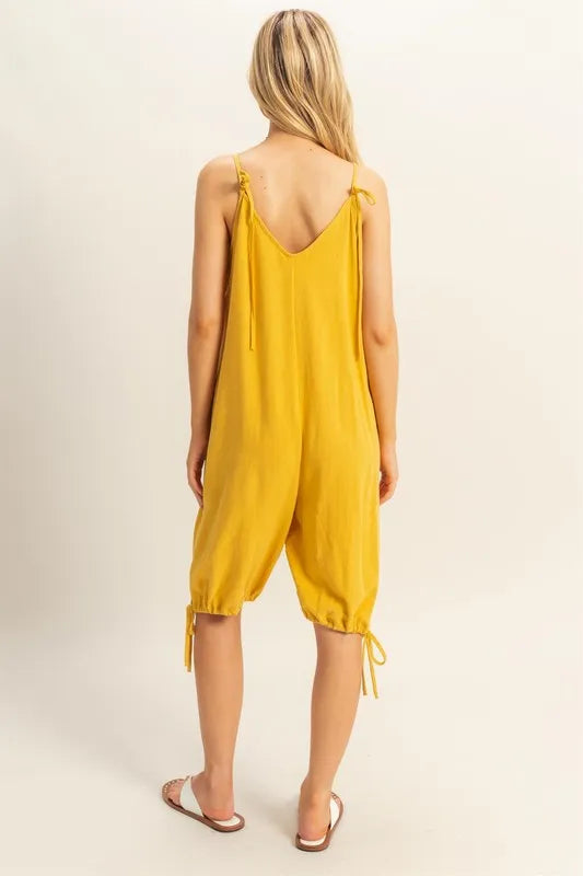 HYFVE V-Neck Pocket Detail Side Tie Hem Romper Rompers