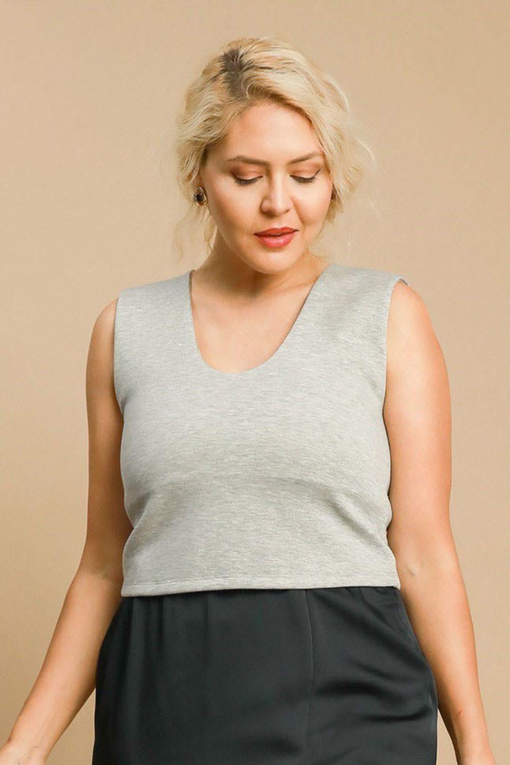 Umgee Full Size Scoop Neck Cropped Tank Tank Tops