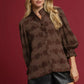 Umgee Heart Jacquard Ruffle Trim Shirt - DAVERRI FASHIONS