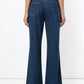 Daverri high-waisted wide leg jeans in dark blue denim with silver buckle