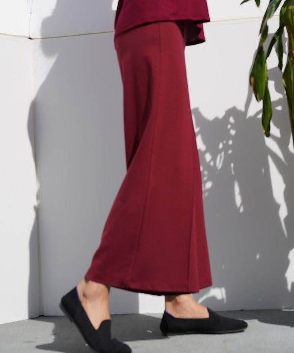 PONTE WIDE LEG ANKLE LENGTH PANTS