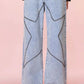 Studded Star Straight Jeans with Pockets - DAVERRI FASHIONS