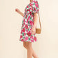 And The Why Smocked Floral Ruffle Short Sleeve Mini Dress - DAVERRI FASHIONS