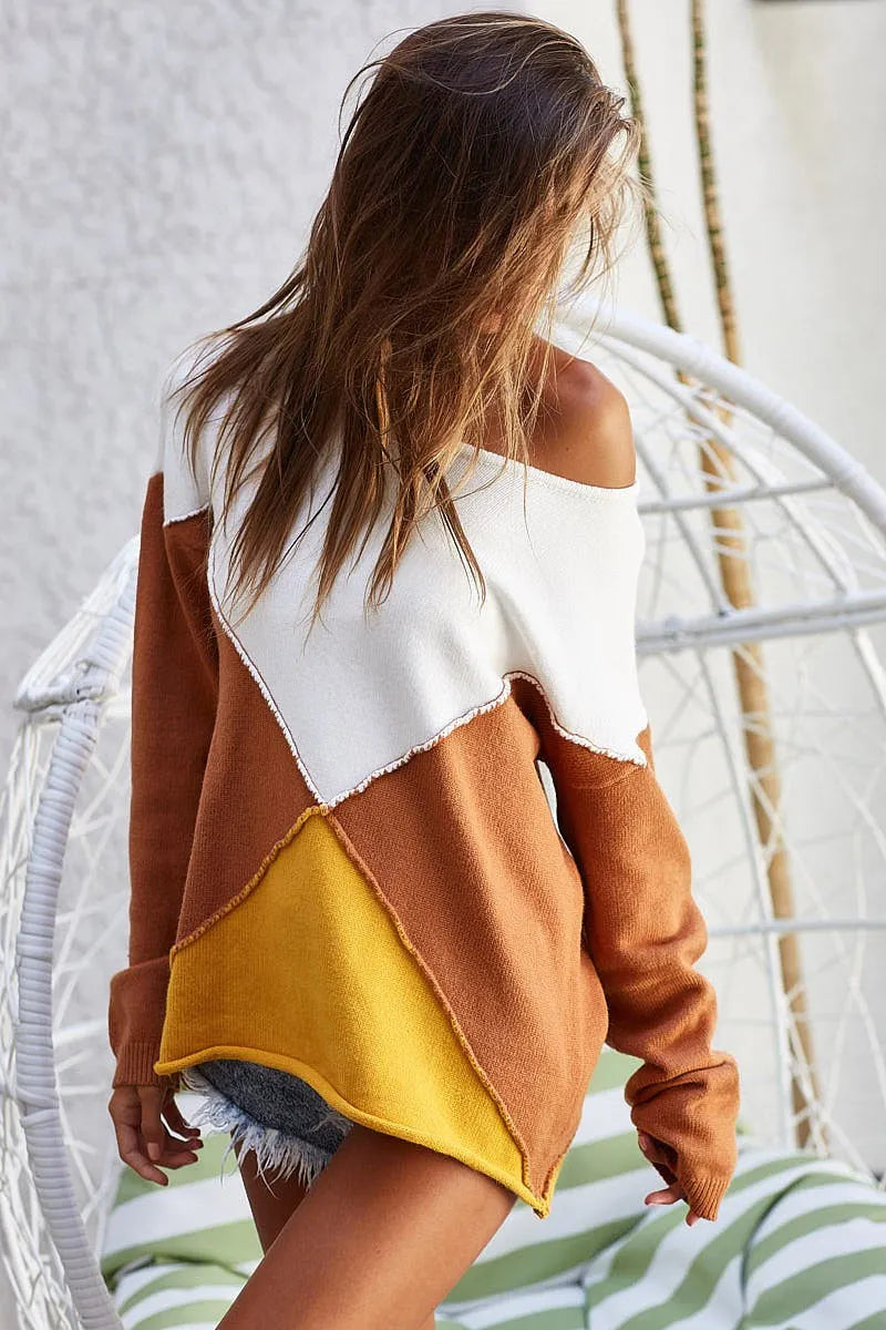 BiBi Color Block Geometric Sweater | Sweaters Daverri Fashions