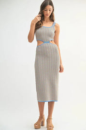 MABLE Multi Color Chevron Knit Bodycon Midi Dress | Daverri Fashions
