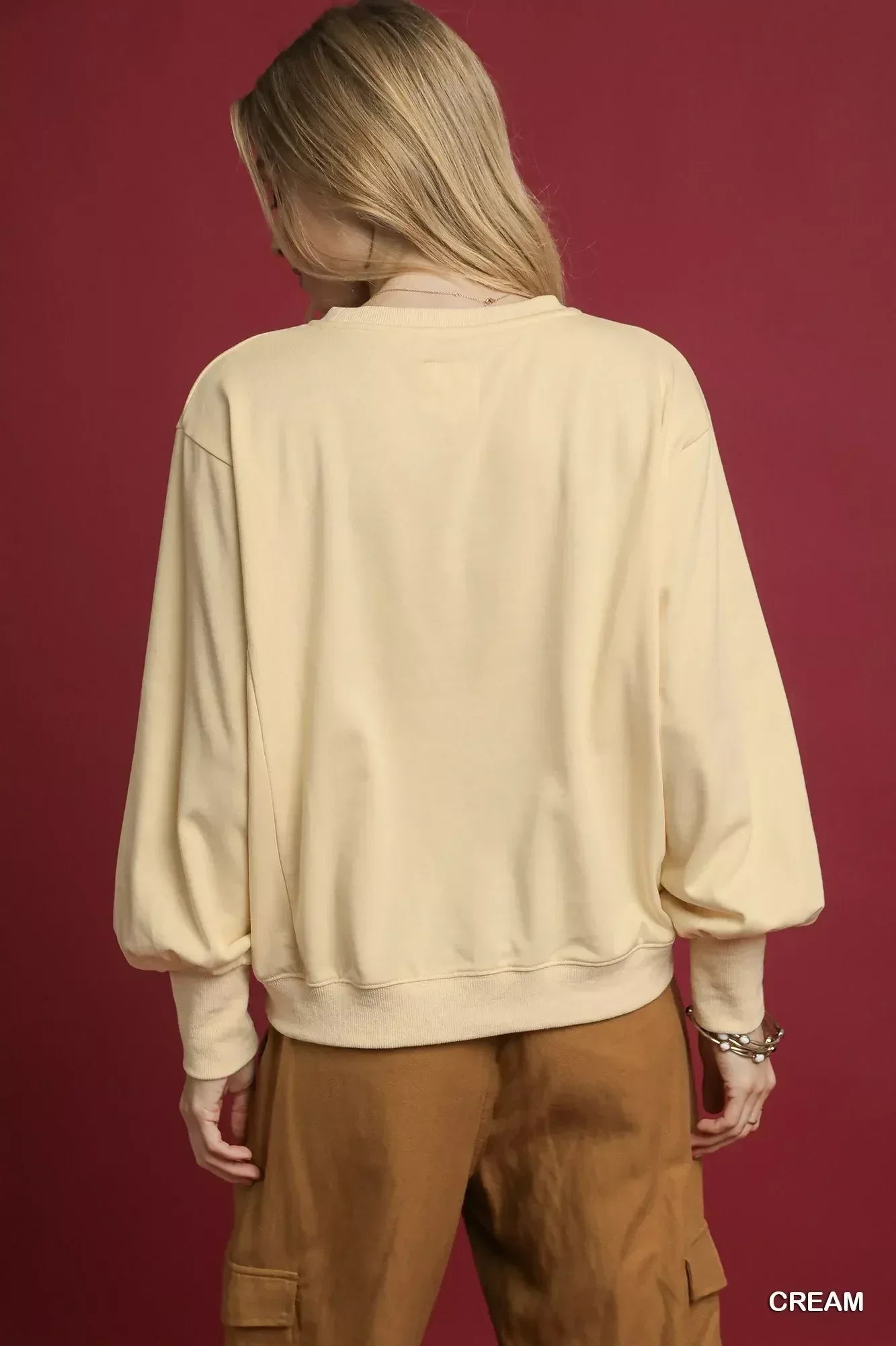 Umgee HO Applique French Terry Sweatshirt - DAVERRI FASHIONS