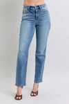 Judy Blue Full Size Run Vintage Wash Thermal Straight Jeans - DAVERRI FASHIONS