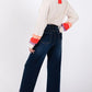 SAGE + FIG High Waist Wide Leg Jeans - DAVERRI FASHIONS