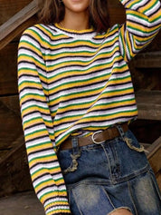 Rainbow Striped Pullover Sweater | Sweaters Daverri Fashions