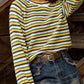 Rainbow Striped Pullover Sweater - DAVERRI FASHIONS