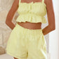 Daverri ruffled square neck cami and shorts set in light yellow
