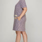 She + Sky Full Size Short Sleeve Pearl Studded Trim Knit Tweed Dress Plus Size Mini Dresses