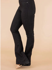 Black Full Size High-Waisted Flare Jeans Plus Size | Jeans Daverri Fashions