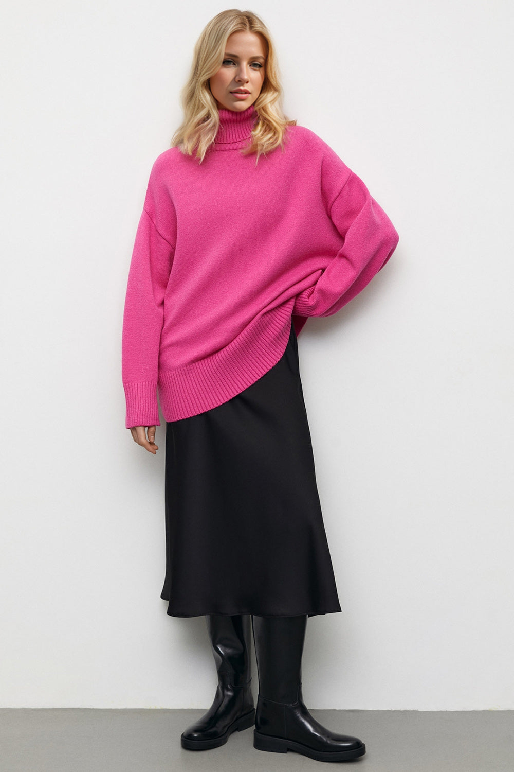 Basic Bae Turtleneck Dropped Shoulder Long Sleeve Sweater | Sweaters Daverri Fashions