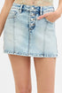 RISEN Full Size High Rise Button Down Skorts Plus Size LIGHT Denim Skirts