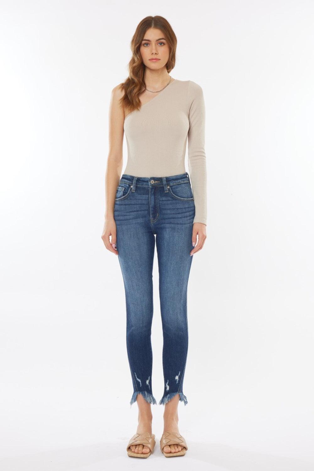 Kancan Raw Hem High Waist Cropped Jeans | Jeans Daverri Fashions