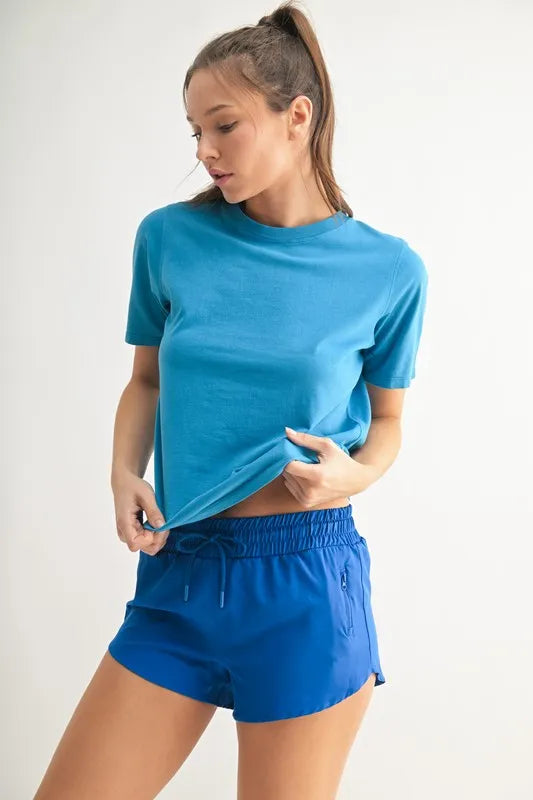 MONO B Round Neck Short Sleeve T-Shirt BLUE JAY