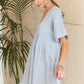 ADORA Ruffled Hem Striped V-Neck Babydoll Dress Babydoll Dresses