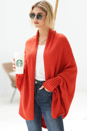 Dolman Sleeve Open Front Ribbed Trim Longline Cardigan | Cardigans Daverri Fashions