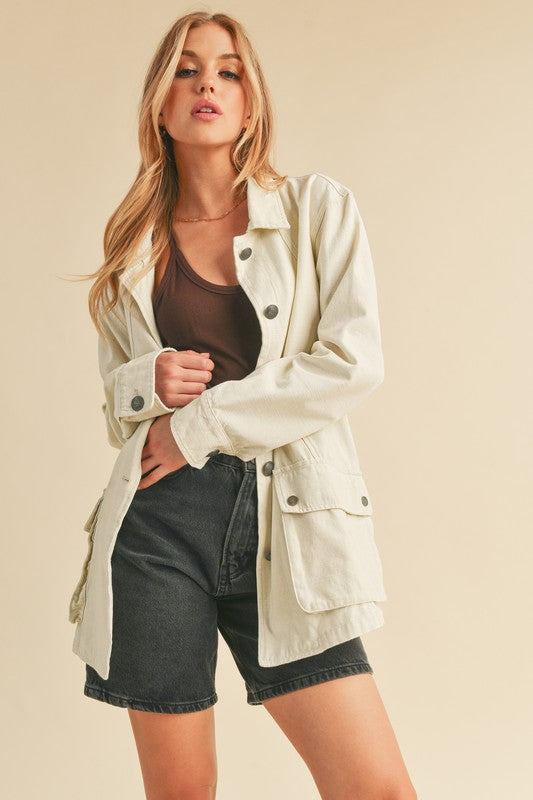 Aemi + Co Seam Detail Button Up Jacket with Pockets Jackets