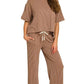 Zenana Raised Rib Short Sleeve Tee & Pants Set - DAVERRI FASHIONS