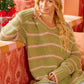 BiBi Striped Long Sleeve Sweater - DAVERRI FASHIONS