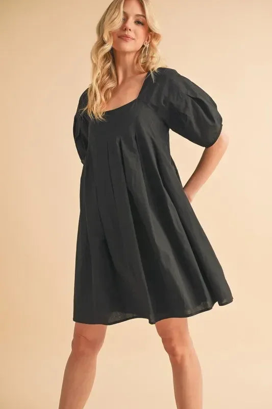 Aemi + Co Square Neck Babydoll Dress with Pockets - DAVERRI FASHIONS