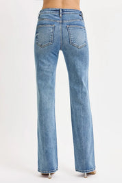RISEN Full Size Tummy Control High Rise Straight Jeans Plus Size | Daverri Fashions