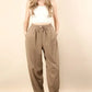 VERY J Solid Barrel Comfy Woven Pants - DAVERRI FASHIONS