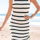 Daverri black white striped sleeveless sweater dress with drawstring hem