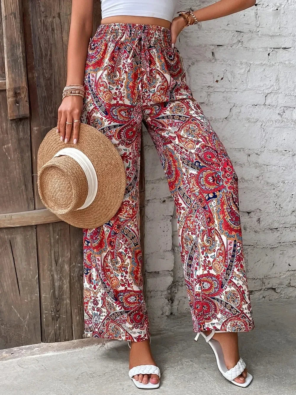 Printed Wide Leg Pants - DAVERRI FASHIONS