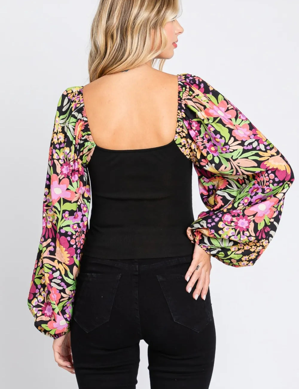 ODDI Full Size Floral Balloon Sleeve Blouse | Daverri Fashions
