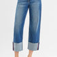 RISEN Full Size Tummy Control Mid Rise Crop Wide Cuffed Jeans Plus Size Jeans
