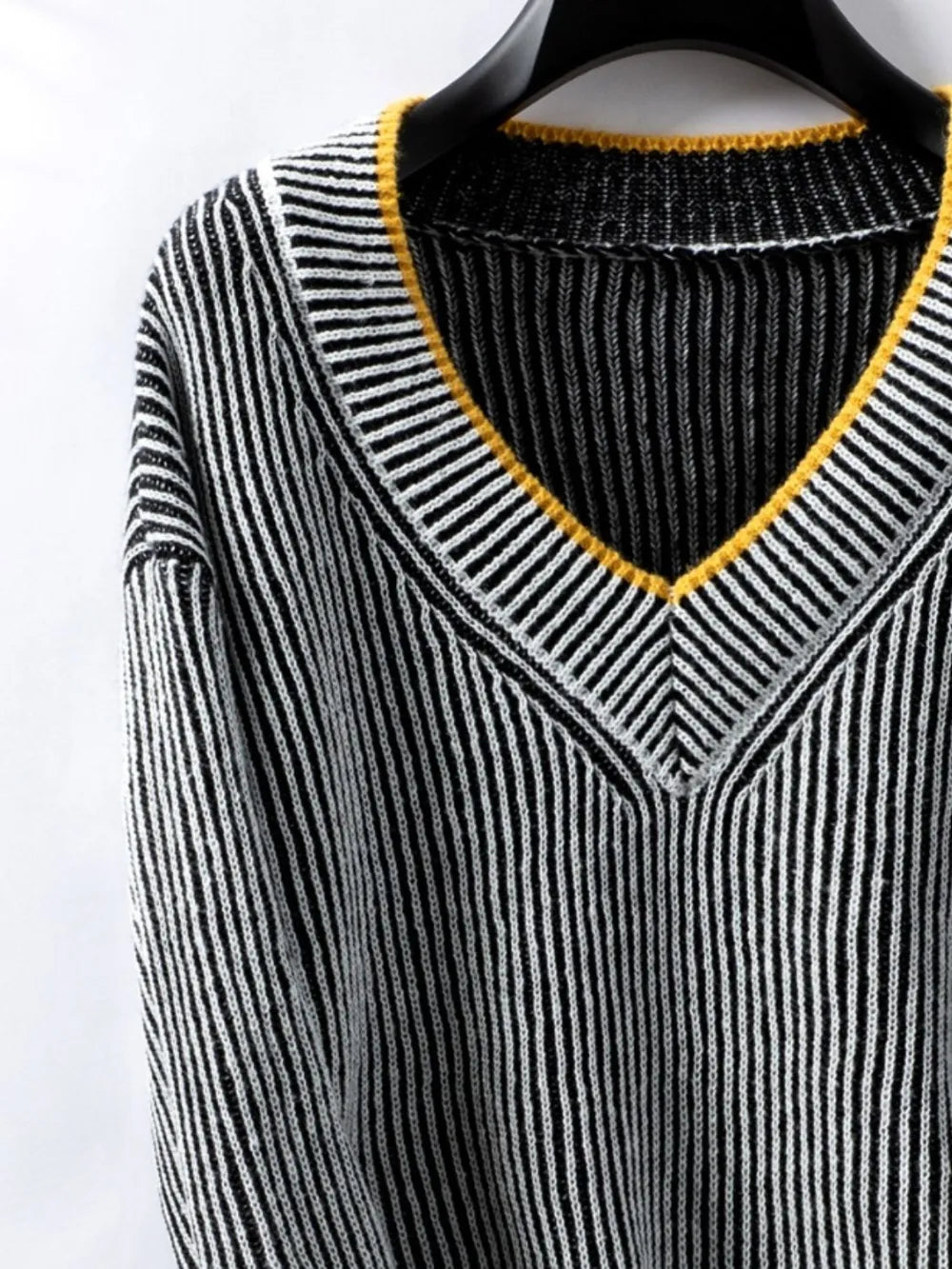 Striped V-Neck Long Sleeve Sweater | Sweaters Daverri Fashions