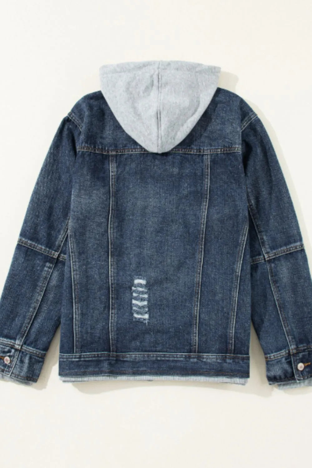 Faux Two-Piece Hooded Zip-Up Denim Jacket | Denim Jackets Daverri Fashions