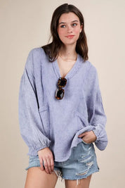 VERY J Plus Size Washed Cotton Gauze Oversized Top | Blouses Daverri Fashions