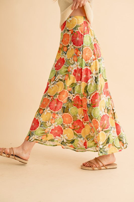 Aemi + Co Fruit Print Maxi Skirt