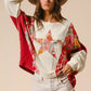BiBi Floral Print Mixed Star Patch Round Neck Sweatshirt - DAVERRI FASHIONS
