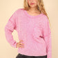 VERY J Mineral Washed Exposed Seam Sweater Pink Sweaters