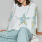 POL Floral Star Patch Hooded Blouse with lace details and floral patchwork