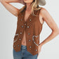 Aemi + Co Heart Rivet Detail Suede Vest Coat